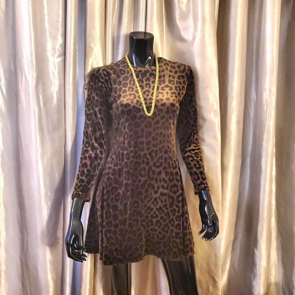 BRUNO DULUC for KUSH Velour Leopard Dress Size MED NWT